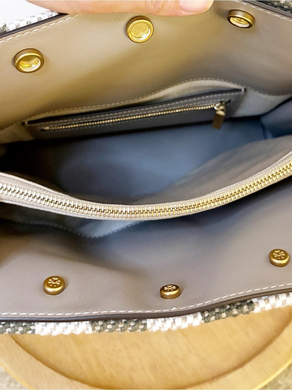 Tory Burch Lee Radziwill Stripe Leather Small Double Bag - Picture 11 of 11